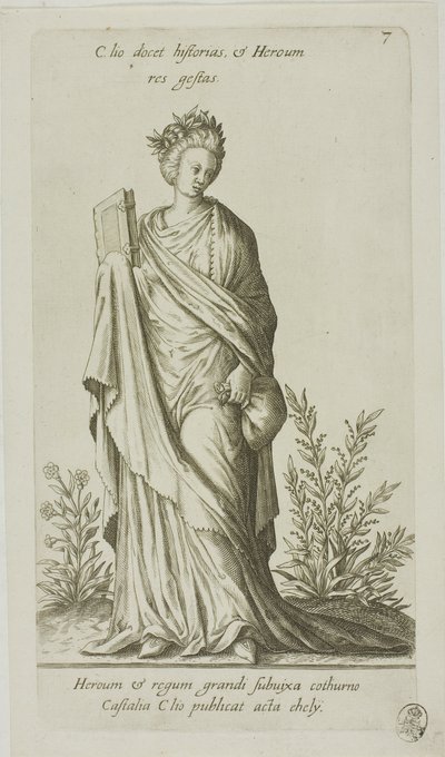 Clio, Muza Historii, płytka 7 z Parnassus Biceps autorstwa Johann Theodor de Bry