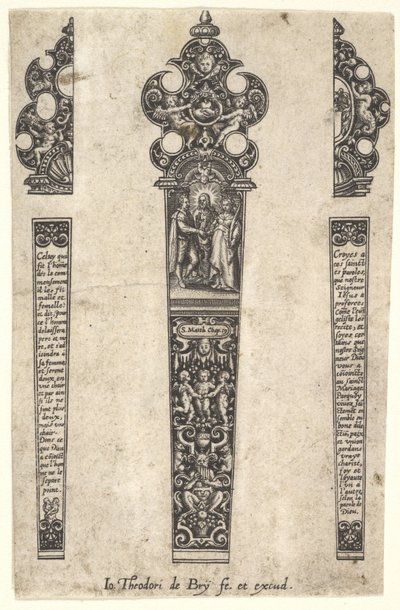 Projekt rękojeści noża z okazji ślubu, ca. 1580-1600. autorstwa Johann Theodor de Bry