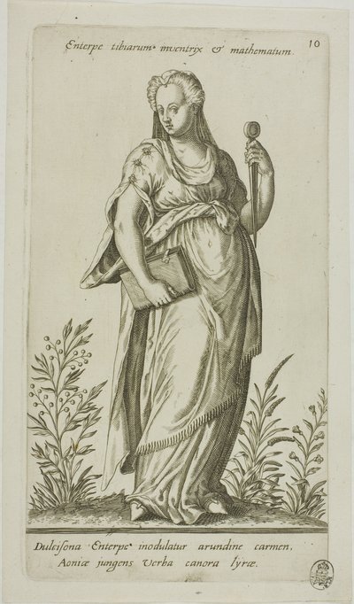 Enterpe, Muse of Music, płyta 10 z Parnassus Biceps autorstwa Johann Theodor de Bry