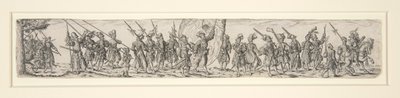 Maszerujący żołnierze ze sztandarem autorstwa Johann Theodor de Bry