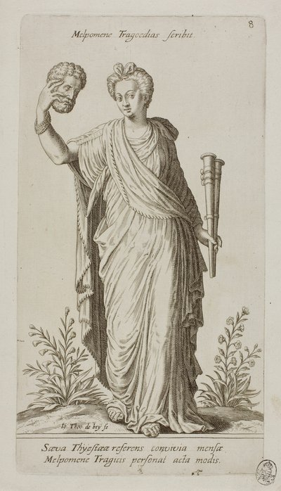Melpomene, Muse of Tragedy, płyta 8 z Parnassus Biceps autorstwa Johann Theodor de Bry
