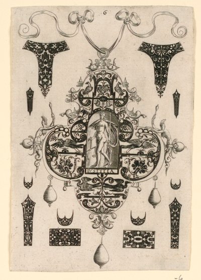 Talerz 6, z serii ośmiu wzorów wisiorków o kardynalnych cnotach autorstwa Johann Theodor de Bry