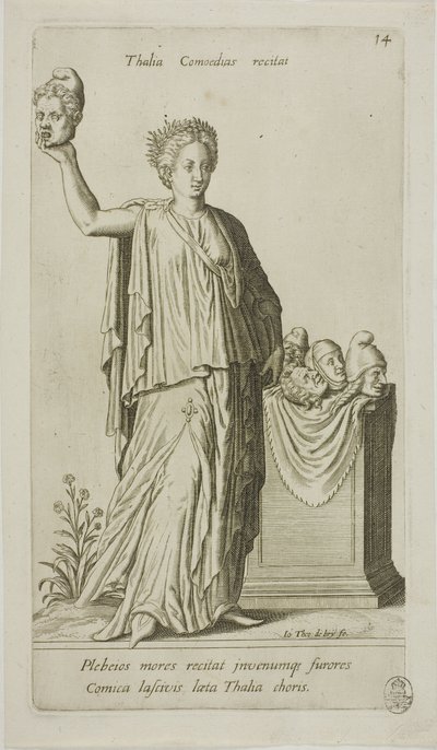 Thalia, Muza Komedii, płytka 14 z Parnassus Biceps autorstwa Johann Theodor de Bry