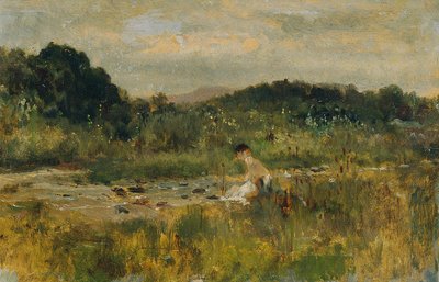 Strumień krajobrazu z siedzącą dziewczyną autorstwa Johann  Till der Jüngere