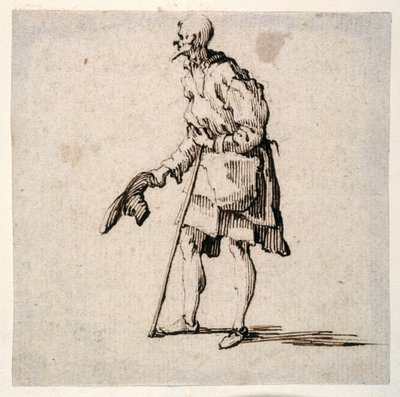 Country Man stojący i zdejmujący czapkę (pióro i atrament na papierze) autorstwa Johann Wilhelm Baur