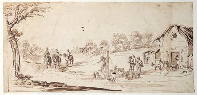 Scena wiejska (pióro i atrament na papierze) autorstwa Johann Wilhelm Baur