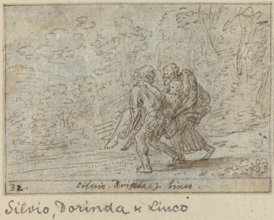 Silvio, Dorinda i Linco, 1640. autorstwa Johann Wilhelm Baur