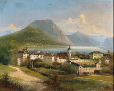 Johann Wilhelm Jankowski Widok na Gmunden autorstwa Johann Wilhelm Jankowski