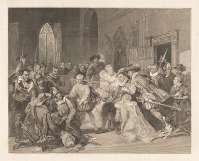 Atak Jeana de Jauregui na księcia Wilhelma I, 18 marca 1852 r. autorstwa Johann Wilhelm Kaiser (I)