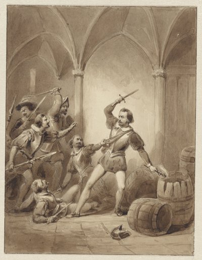 Śmierć Hermana de Ruytera w Loevesteyn, 1570 autorstwa Johann Wilhelm Kaiser (I)