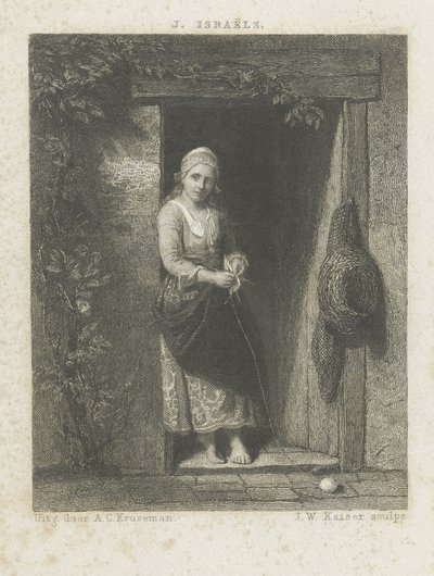 Młoda kobieta z dzianiem autorstwa Johann Wilhelm Kaiser (I)