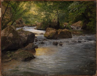 Górski strumień z malarzem siedzącym autorstwa Johann Wilhelm Schirmer