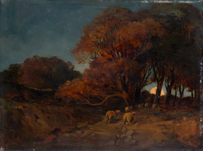 Jesienny las w świetle księżyca autorstwa Johann Wilhelm Schirmer