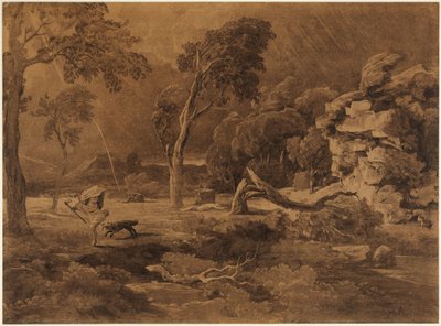 Ucieczka Kaina (Rdz 4, 16) autorstwa Johann Wilhelm Schirmer