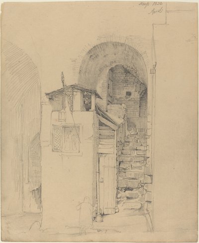 Zrujnowane schody w Neuss autorstwa Johann Wilhelm Schirmer