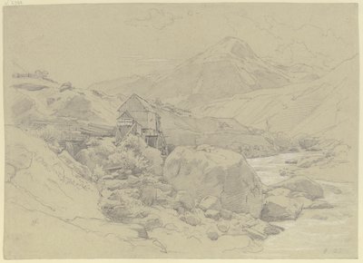 Młyn wodny w górskim krajobrazie autorstwa Johann Wilhelm Schirmer