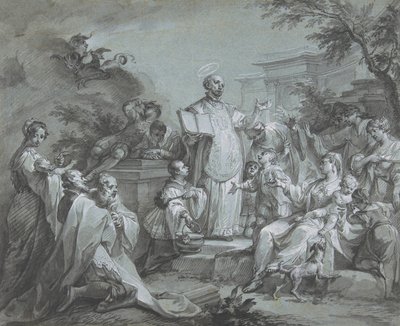 Przepowiadanie św. Ignacego Loyoli, przed 1761 r. autorstwa Johann Wolfgang Baumgartner