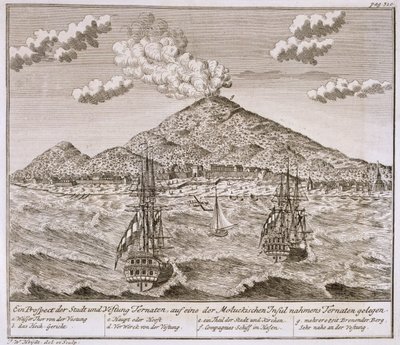Wyspa zwana „Ternate” w Molukach, pub. 1744. autorstwa Johann Wolfgang Heydt