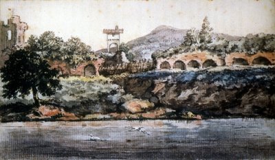 Roma - widok na Tyber, akwarela Goethego. sd. 19 wiek. autorstwa Johann Wolfgang von Goethe