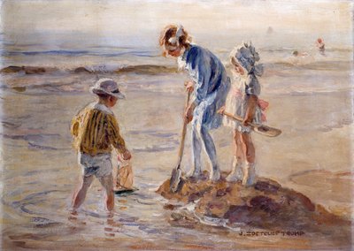 Zabawa na plaży Katwijk (olej na płótnie) autorstwa Johann Zoetelief Tromp