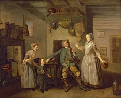 David Garrick i Mary Bradshaw w The Farmers Return Davida Garricka, ok. 1762 r. autorstwa Johan Joseph Zoffany