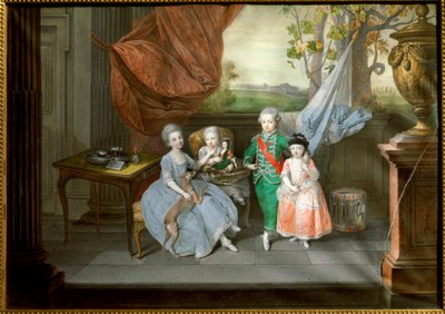 Portret Ludwika I Etrurii z siostrami Karoliną, Marią Antoniną i Charlotte, ok. 1780 (obraz) autorstwa Johann Zoffany