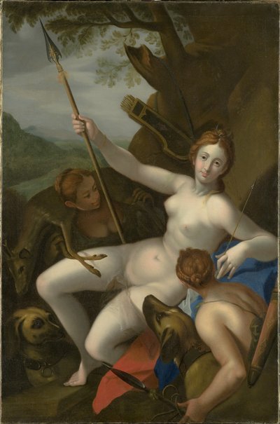 Diana z nimfami, psami i zwierzyną autorstwa Johann or Hans von Aachen