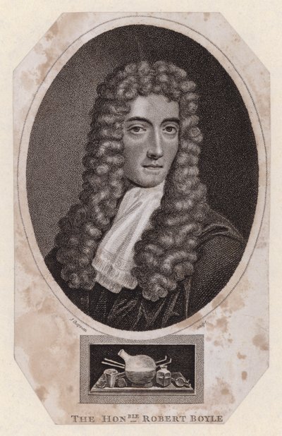Robert Boyle, anglo-irlandzki filozof przyrody i chemik (grafika) autorstwa Johannes (after) Kerseboom