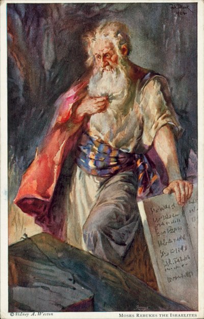 Mojżesz upomina Izraelitów (kolorowa litografia) autorstwa Johannes Adolf Tillack