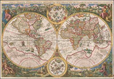 Mapa świata z 1596 roku - Orbis Terrae Compendiosa Descriptio Ex peristissimorum totius orbis Gaeographorum operibus desumpta autorstwa Johannes Baptista Vrints