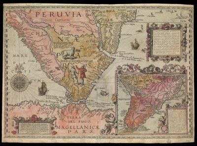 Południowy kraniec Peru, Ameryka Południowa, ok. 1590 r. (ręcznie kolorowany) autorstwa Johannes Baptista van the Younger Doetechum