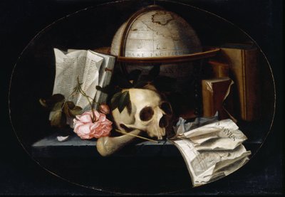 Martwa natura Vanitas, ok.1655 (olej na desce dębowej) autorstwa Johannes Borman