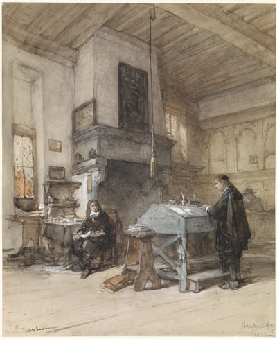 Archiwum w Veere z postaciami w strojach z XVII wieku autorstwa Johannes Bosboom