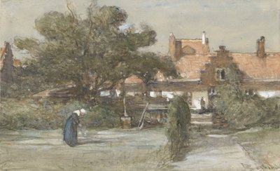 Dziedziniec Heilige Geesthofje na Paviljoensgracht w Hadze autorstwa Johannes Bosboom