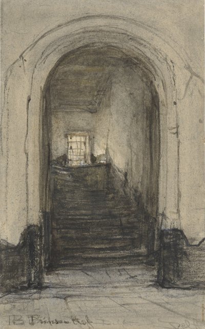 Schody w Prinsenhof w Delft, gdzie książę Wilhelm I został zamordowany w 1584 r. autorstwa Johannes Bosboom