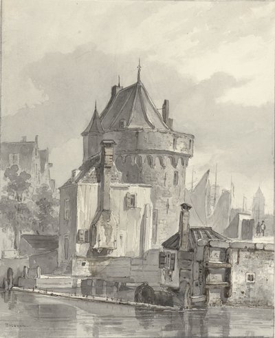 Widok na główną wieżę w Hoorn autorstwa Johannes Bosboom