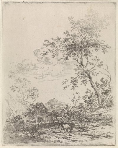 Górski krajobraz z bydłem autorstwa Johannes Christiaan Janson