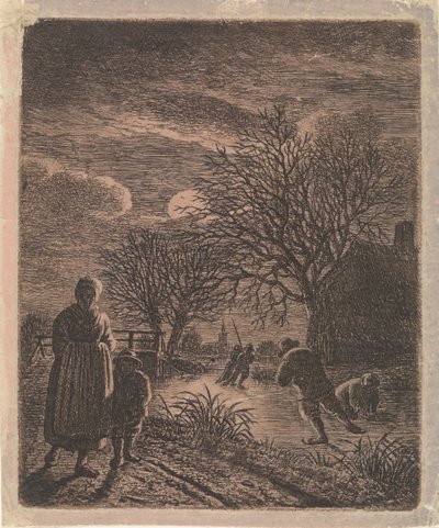 Krajobraz z łyżwiarzami autorstwa Johannes Christiaan Janson