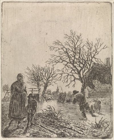 Krajobraz z łyżwiarzami autorstwa Johannes Christiaan Janson