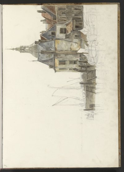 Nabrzeże w Groothoofdspoort w Dordrecht autorstwa Johannes Christiaan Schotel