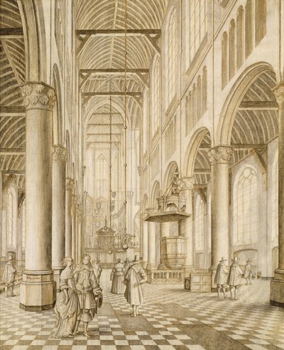 Wnętrze Nowego Kościoła, Delft autorstwa Johannes Coebermans