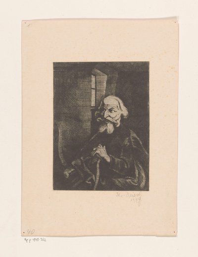 Stary siedzący człowiek autorstwa Johannes Driesch (signed by artist)