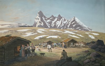 Życie na pastwisku pod Skagastølstindane autorstwa Johannes Flintoe