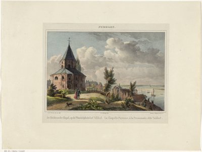 Kaplica św. Mikołaja w Nijmegen Hedensche Kapel, na deptaku Valkhof. La Chapelle Payenne, à la Promenade, dit Valkhof (tytuł na obiekcie) Nymegen. (tytuł serii na obiekcie) autorstwa Johannes Franciscus Christ