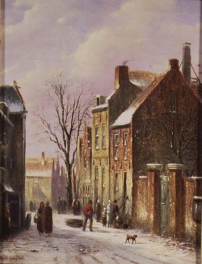 Zimowa scena uliczna autorstwa Johannes Franciscus Spohler