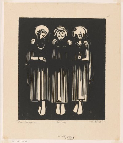 Trzy kobiety (oryginalny tytuł na obiekcie) autorstwa Johannes Frederik Engelbert ten Klooster (signed by artist)