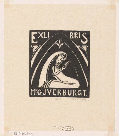 Ekslibris Gerrit-Jan Verburgt autorstwa Johannes Frederik Engelbert ten Klooster (signed by artist)
