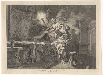 Ceres zapobiega zamordowaniu Triptolemusa Lyncus i Loup-cervier (tytuł na obiekcie) Przedstawienia biblijne, mitologiczne i alegoryczne (tytuł serii) autorstwa Johannes Glauber