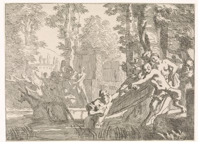 Silenus jest wyciągany z wody Przedstawienia mitologiczne i alegoryczne (tytuł serii) autorstwa Johannes Glauber