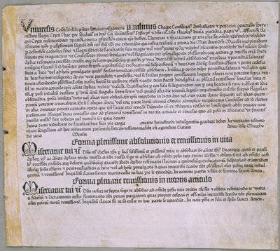 List odpustowy (za wyprawę przeciw Turkom i obronę Cypru), (Moguncja, Johannes Gutenberg, 1455) autorstwa Johannes Gutenberg